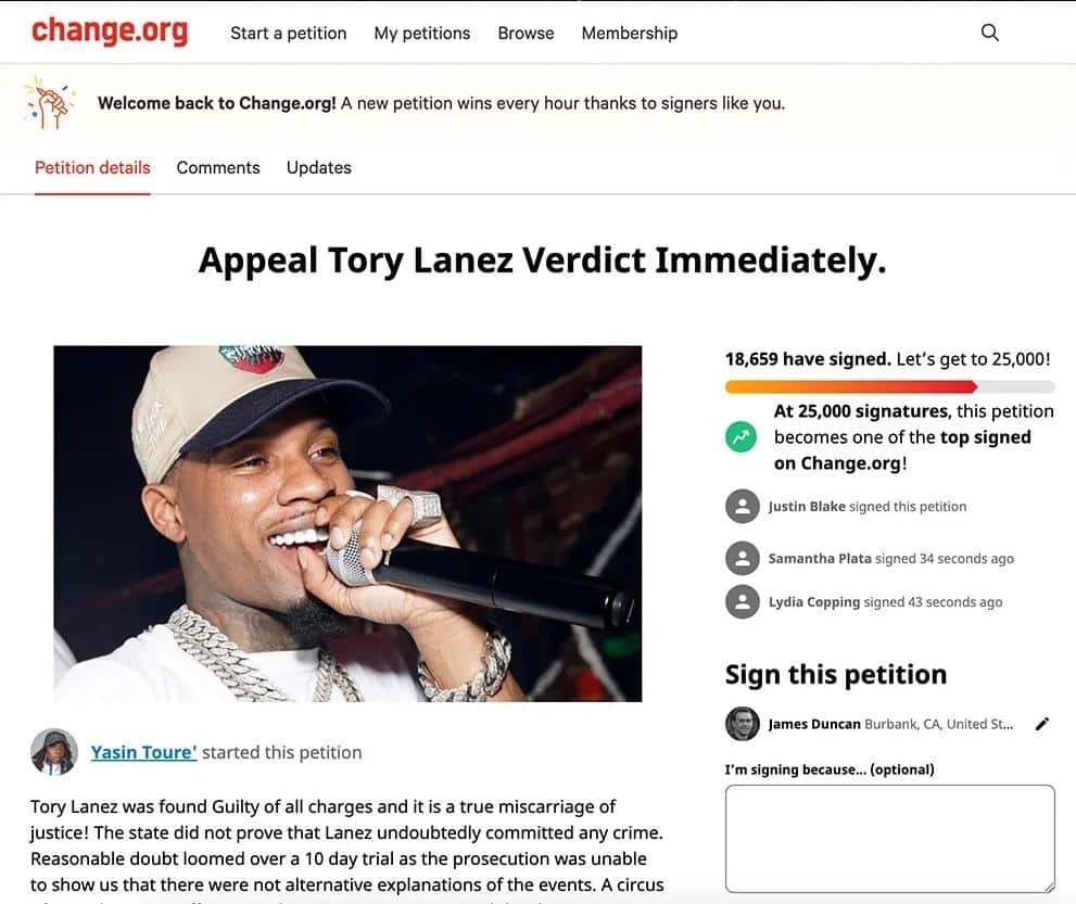 Appeal Tory Lanez Verdict - Change.org