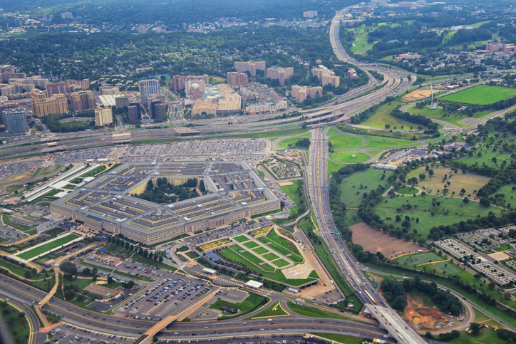 Aerial View United States Pentagon Department Of Defense Arlington, Virginia, Arlington Cemetery