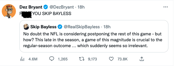 Shannon Sharpe a no-show after Skip Bayless' insensitive tweet about Damar Hamlin