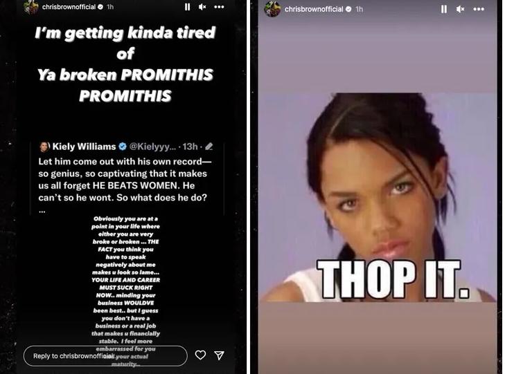 Chris Brown responds to Kiely Williams