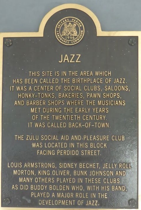 History of Jazz Plaque: Photo Credit, Ricky Richardson