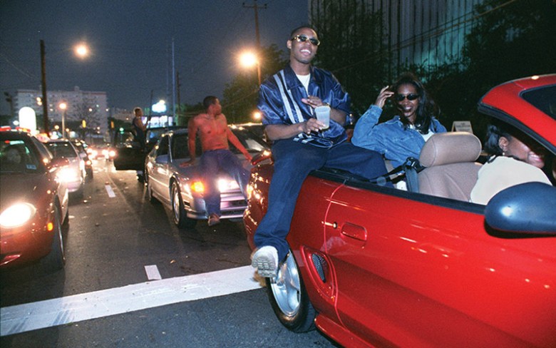 Revelers congregate on Roswell Road