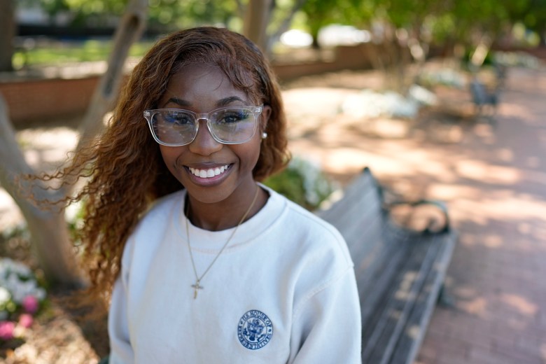 Courtney McClain poses for a picture on campus