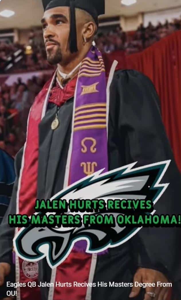 Philadelphia Eagles QB Jalen Hurts getting degree - screenshot