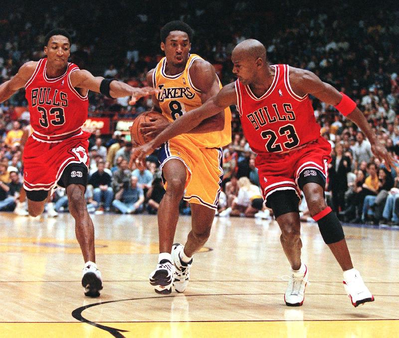 Scottie Pippen Kobe Bryant Michael Jordan (Vince Bucci-AFP-Getty Images) 