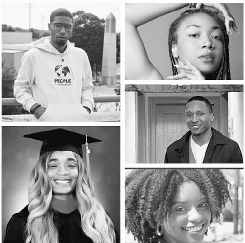 clockwise from top left Quentin Anderson – Morehouse College Tai Livingston – Spelman College Jalen Ellis – Morehouse College Shayna Cartledge – Clark Atlanta University Halle Jones – Clark Atlanta University