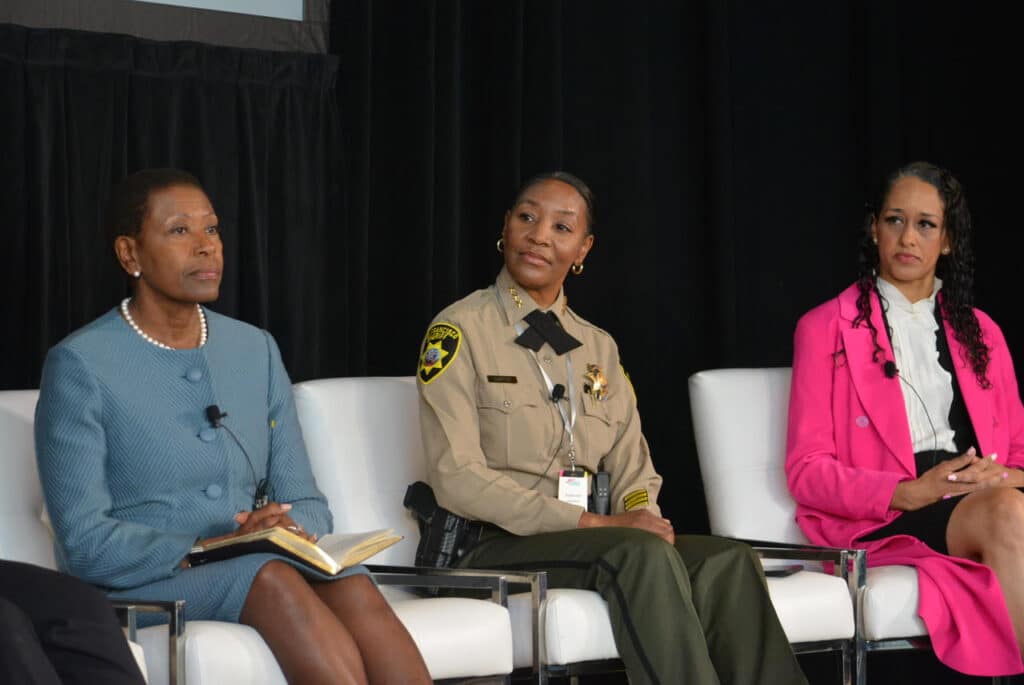 Shown from left to right, Contra Costa District Attorney Diana Becton, San Francisco Assistant Sheriff Tanzanika Carter, and San Francisco District Attorney Brooke Jenkins were panelists for the Health and Safety .segment of the DOSW's summit. CBM photo by Antonio Ray Harvey 