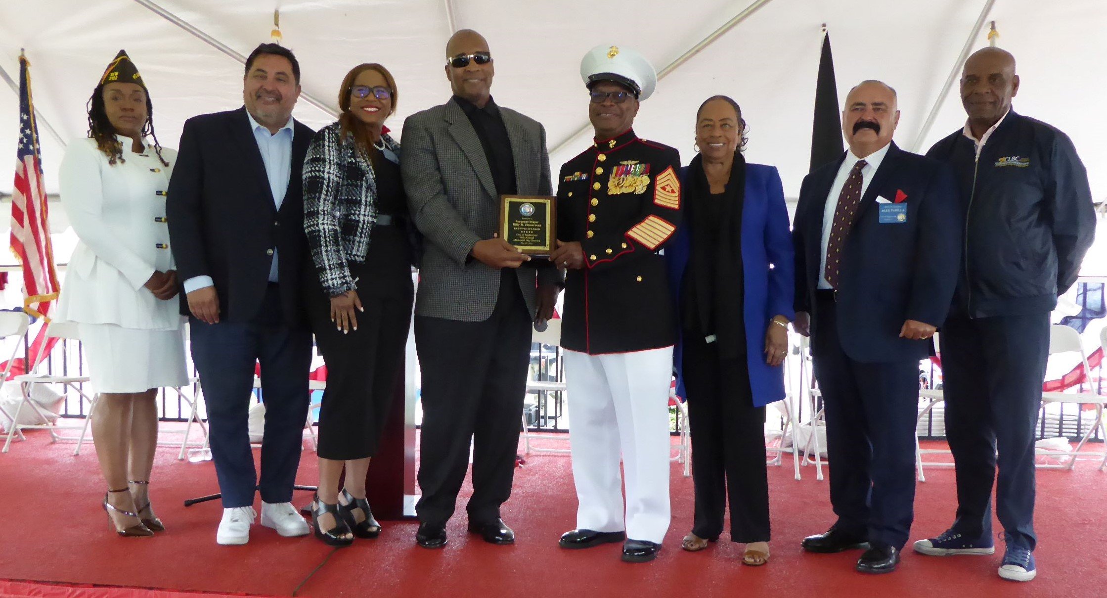 Inglewood Mayor James T. Butts, Jr., presents Award to Sergeant Major Billy R. Zinnerman, along with City Councilmembers and Senator Steven Bradford: Photo Credit, Ricky Richardson