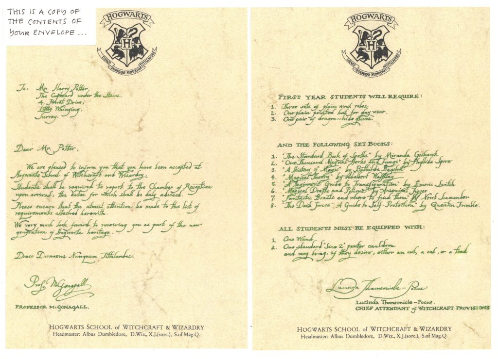 Hogwarts Acceptance Letter Used In First Harry Potter Film Set For $15K At Auction