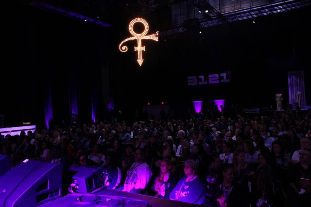 Fans watch rare Prince archival concert at Soundstage atPaisley Park Celebration 2023 (Photo Courtesy of Paisley Park)