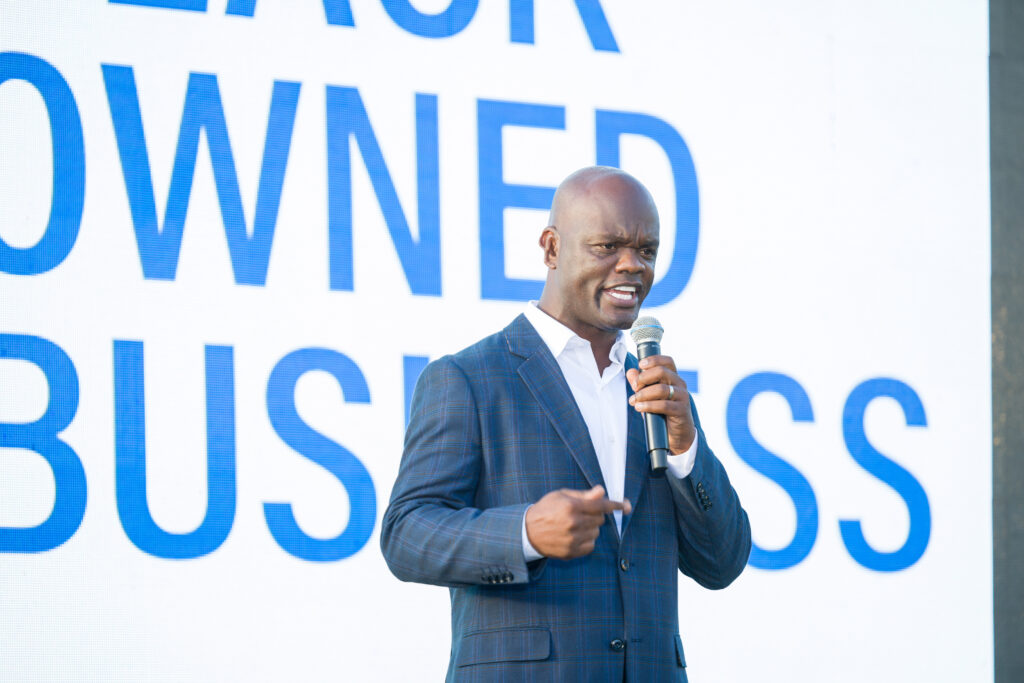 County Commissioner Kionne McGhee kicks out last year's Black Business Month launch event. Photo Credit: AJ Shorter