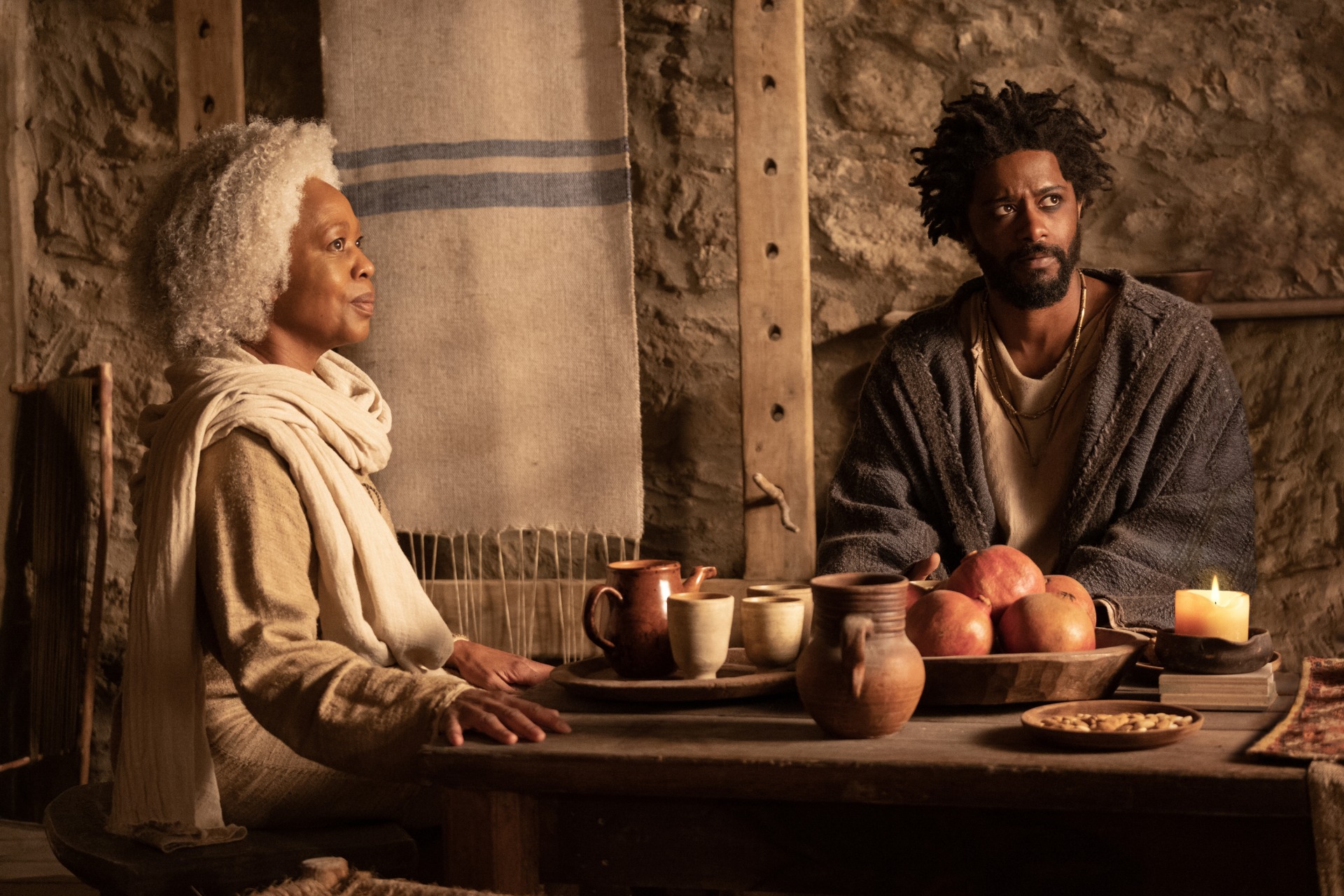 Alfre Woodard and LaKeith Stanfield in The Book of Clarence. Image: Sony Pictures.