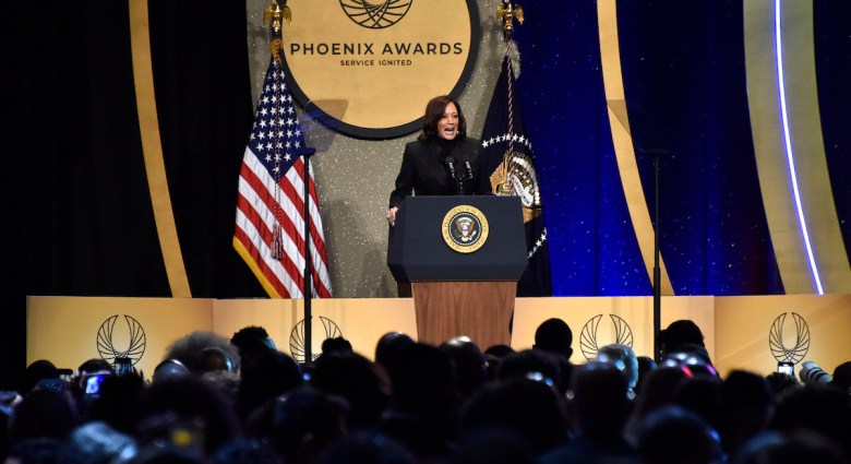 Vice President Kamala Harris addresses the crowd during the 2023 Phoenix Awards at the Walter E. Washington Convention Center in D.C. on Sept. 23. The event was part of the Congressional Black Caucus Foundation’s Annual Legislative Conference. (Robert R. Roberts/The Washington Informer)