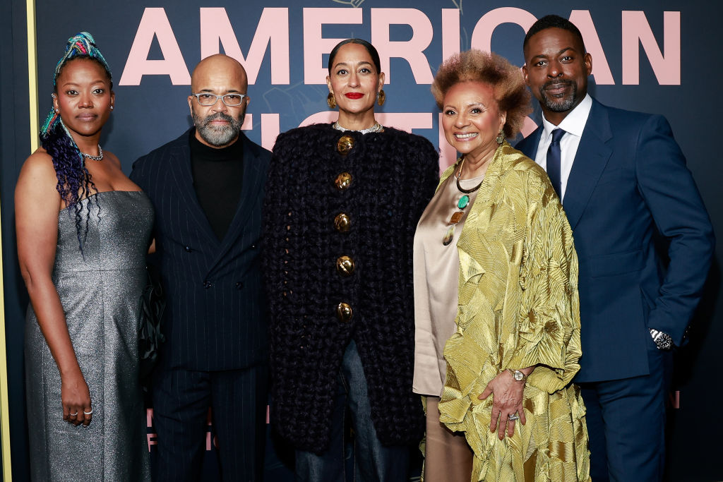 (L-R) Erika Alexander, Jeffrey Wright, Tracee Ellis Ross, Leslie Uggams and Sterling K. Brown attend "American Fiction" New York