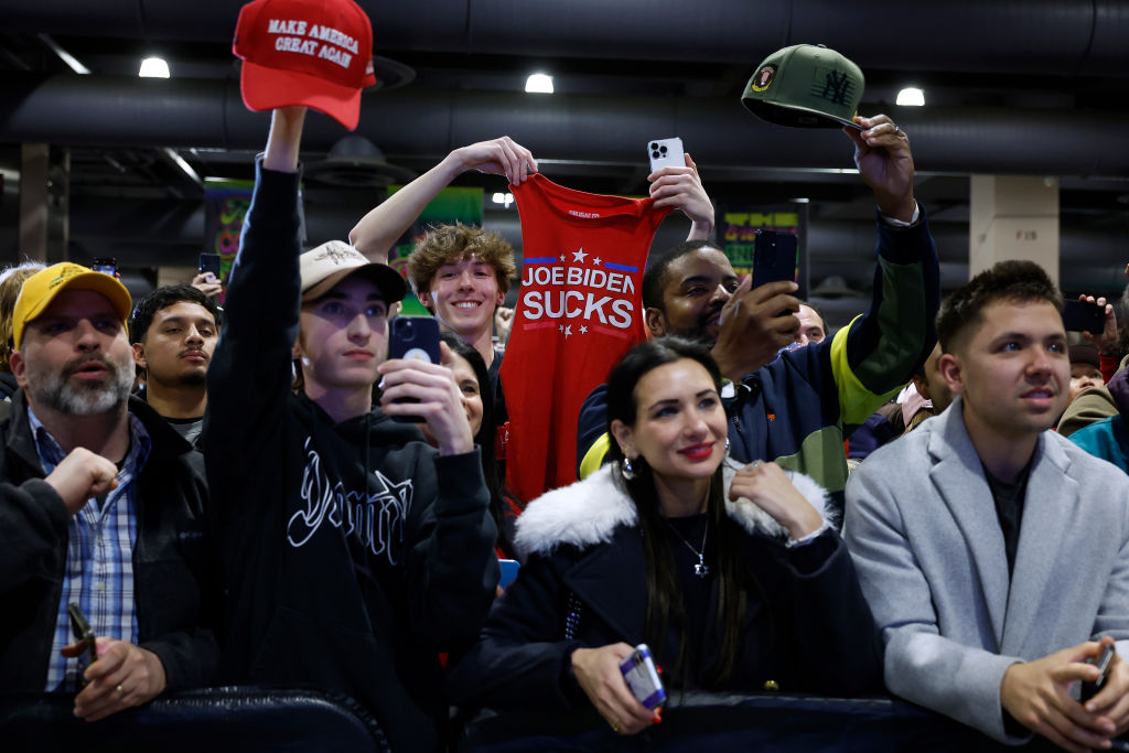 Presidential Candidate And Former President Donald Trump Attends Sneaker Con To Launch His New Shoe Line