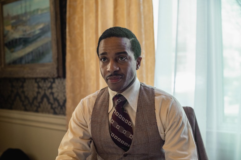 The District's congressional representative Del. Walter Fauntroy is portrayed by actor André Holland in the film "Shirley." "Shirley" premieres on March 22 on Netflix. (Courtesy of Netflix)