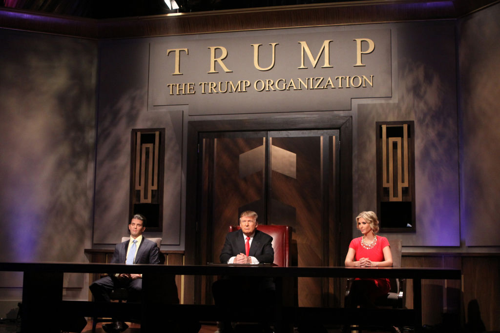 Bill Tompkins Apprentice Donald Trump, Donald Trump, Jr and Ivanka Trump on the set Archive