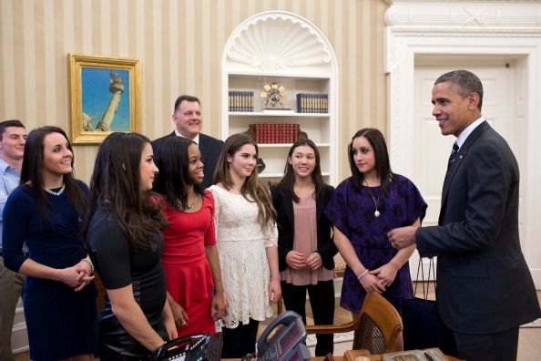 Obama and U.S. Olympic Gymnastics Team Visits White House