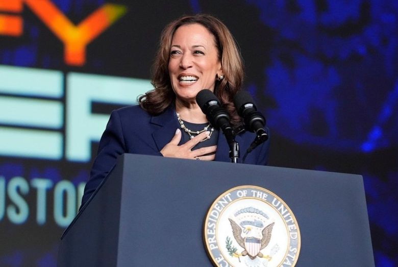 Kamala Harris at a podium